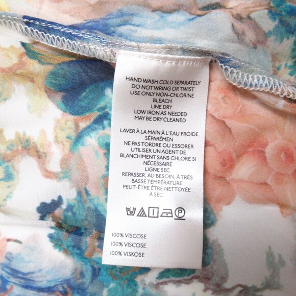 By Anthropologie Sleeveless Trailing Ruffle Blouse Floral Print Lace Trim Large - Picture 10 of 12